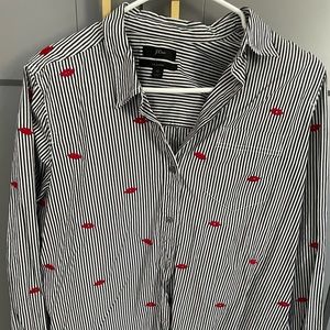 J. Crew classic button down with lip embroidery, size 12